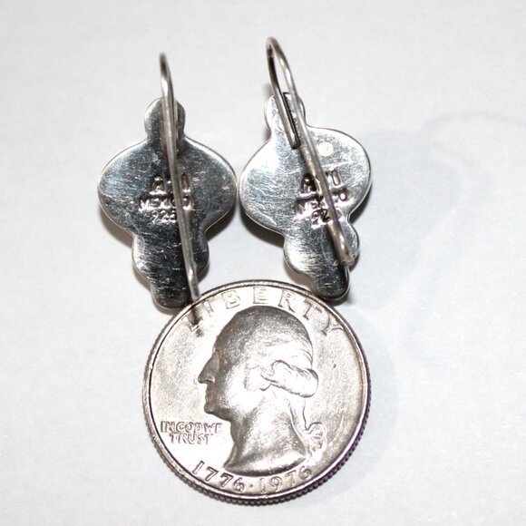 Vintage ATI Sterling Silver Onyx Stone Earrings Southwestern - Picture 3 of 5